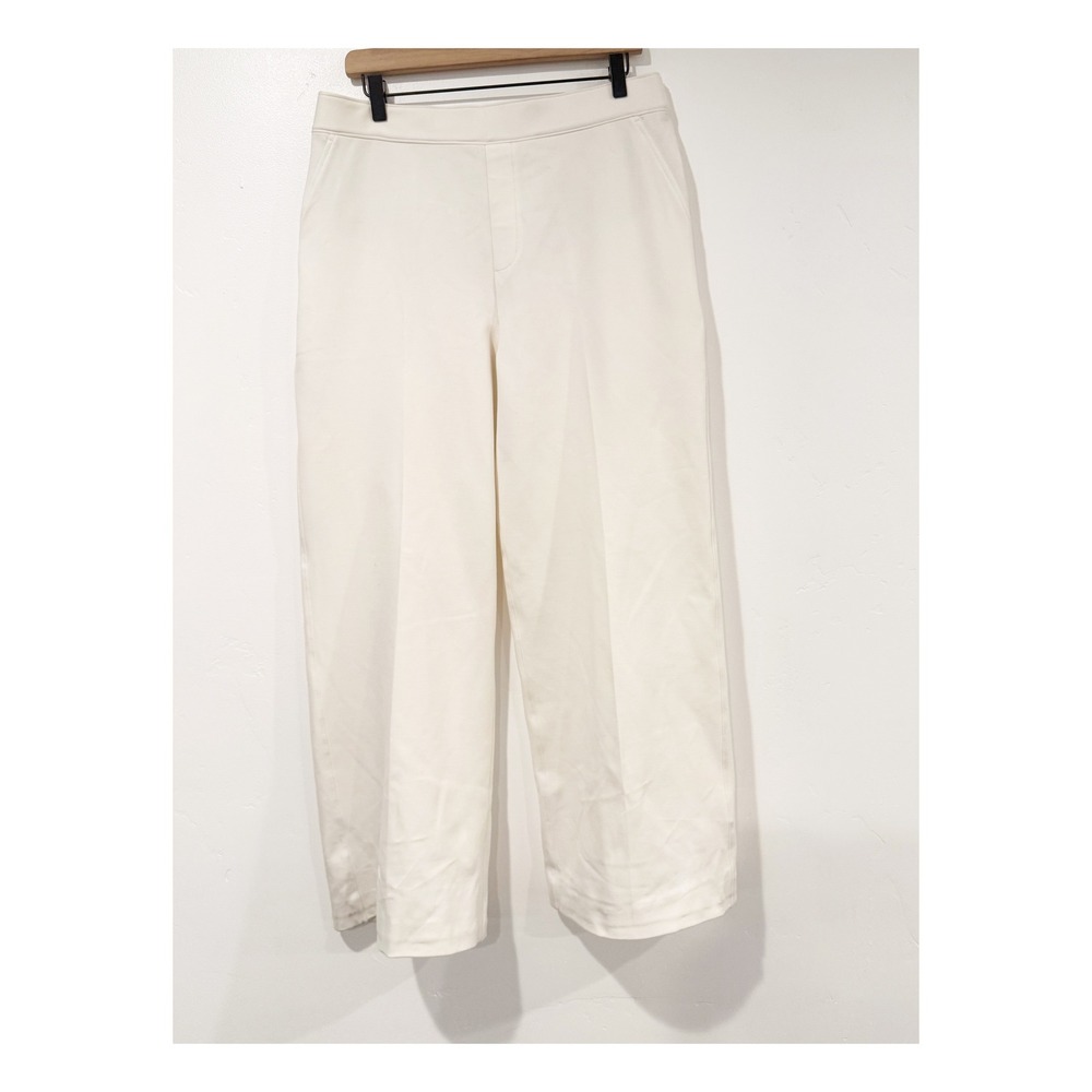 Spanx Carefree Crepe Wide Leg Pants Classic White XL High Rise Pull On Pockets